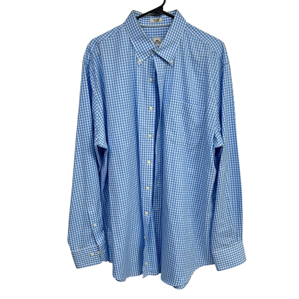 Peter Millar Gingham Button Down Shirt XL Blue White Cotton Preppy Club Classic